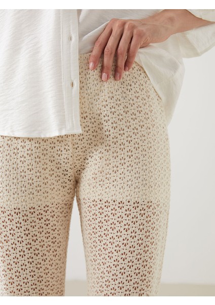 Yeni Sezon Beli Lastikli Ajurlu Kadın Pantolon modelleri