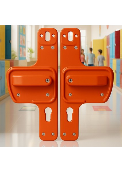 Bariyerli Kapı Kolu | Turuncu| Çocuk Güvenlikli | Okul, Kreş ve Eğitim Alanlarına Uygun