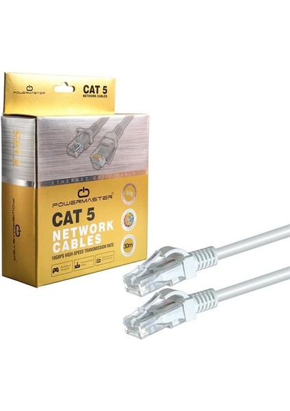 Powermaster Cat5 30 Metre RJ45 Patch Network Ethernet Internet Kablosu