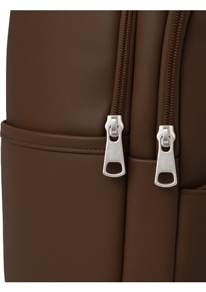 Suni Deri Dört Gözlü Sırt Çantası Kahverengi fiyatları