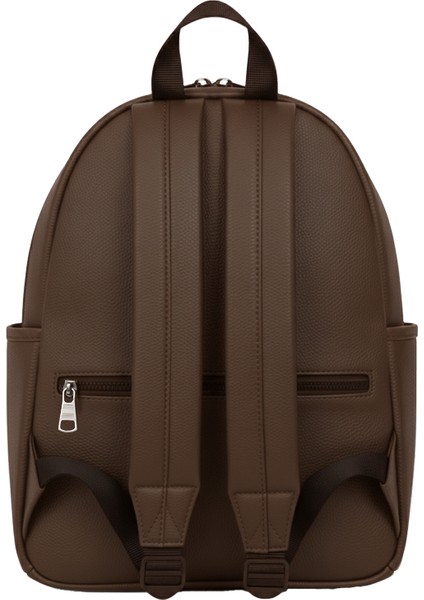 Suni Deri Dört Gözlü Sırt Çantası Kahverengi modelleri