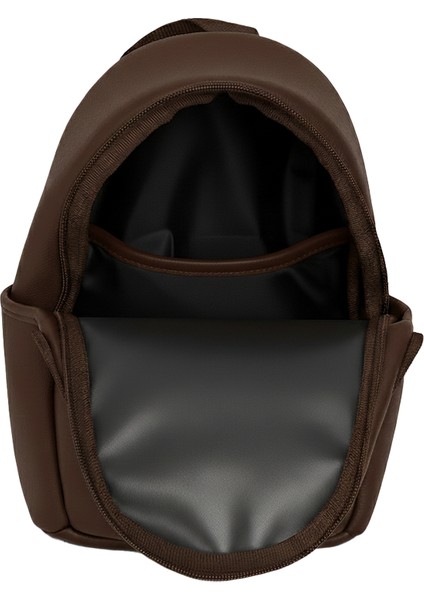 Suni Deri Dört Gözlü Sırt Çantası Kahverengi indirimleri