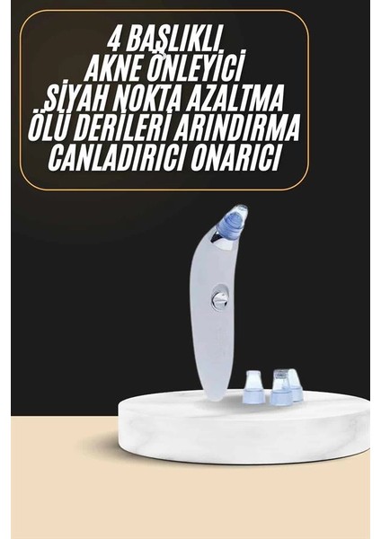 Siyah Nokta Temizleme Cihazı 4 Başlıklı Vakumlu Pilli Ölü Deri Arındırma