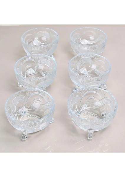 6'lı Kristal Lüx Ayaklı Cam Çerezlik Şekerlik Sunumluk Kase fiyatları