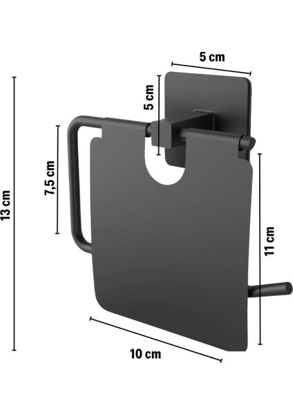 Kendiliğinden Yapışkanlı Siyah Paslanmaz Metal Kapaklı Tuvalet Kağıtlığı Aparatı modelleri