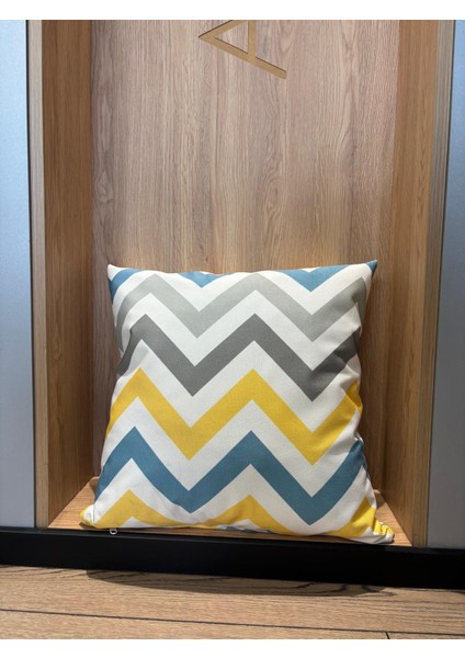Modern Chevron Desenli Dekoratif Kırlent-Sarı,mavi ve Gri Tonlarında modelleri