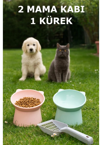 Kürek Hediyeli, Kedi Mama Kabı ve Köpek Maması Kabı 2 Ad 11,5 x 11,7 x 8 cm