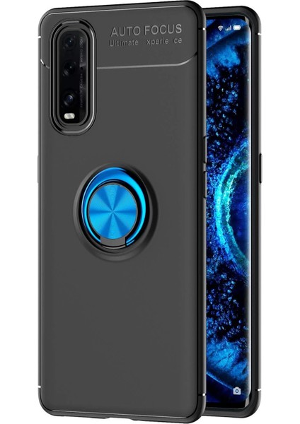 Bfs Oppo Find X2 Kılıf Range Yüzüklü Silikon - Siyah-Mavi