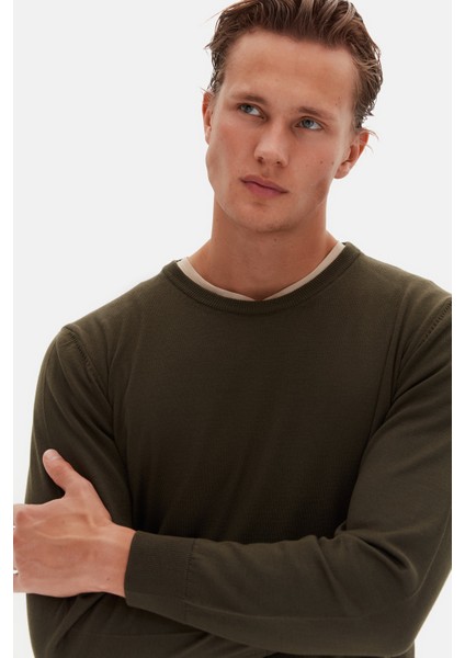 Ds Damat Regular Fit Haki Düz Örgü Kazak fiyatları