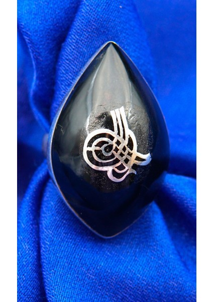 925 Ayar Kadın Gümüş Oltu Taşı Yüzük SY00049 fırsatları