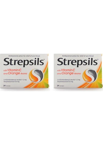 Asfstore Strepsils Portakal & C Vitamini Aromalı 24 Pastil 2 Adet