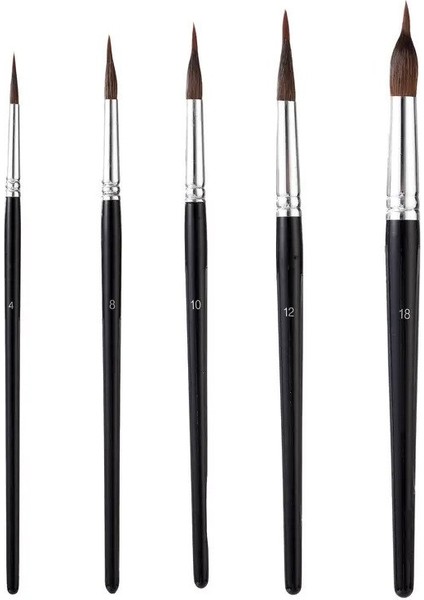 Çift Katman Fırça Seti, 5 Farklı Boy, Sulu Boya, Akrilik, Gouache, Yağlı Boya, Çini-Seramik modelleri