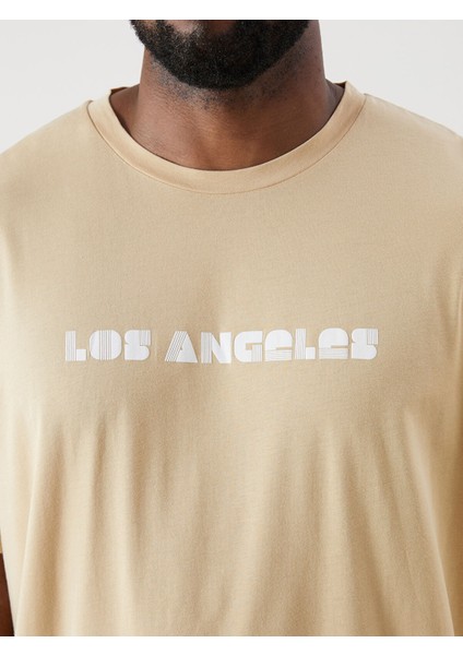 Yeni Sezon Büyük Beden Bisiklet Yaka Los Angeles Baskılı Penye Erkek Tişört modelleri