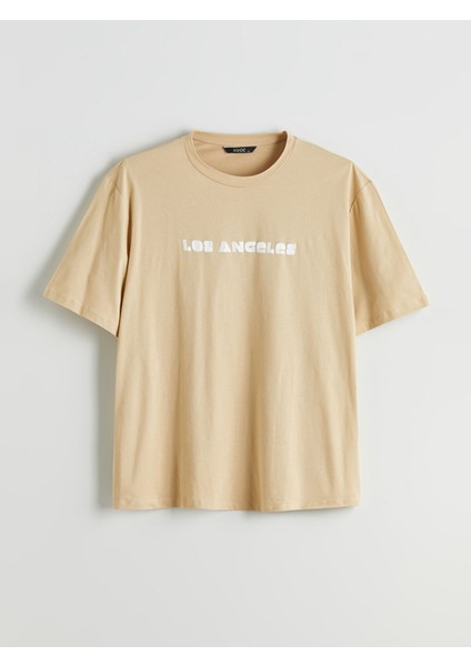 Yeni Sezon Büyük Beden Bisiklet Yaka Los Angeles Baskılı Penye Erkek Tişört indirimleri