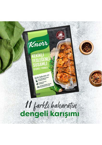 Kekikli & Fesleğenli & Susamlı Tavuk Çeşnisi 29 gr x 4 Adet fırsatları