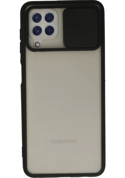 Bfs Samsung Galaxy A22 Kılıf Palm Buzlu Kamera Sürgülü Silikon - Siyah
