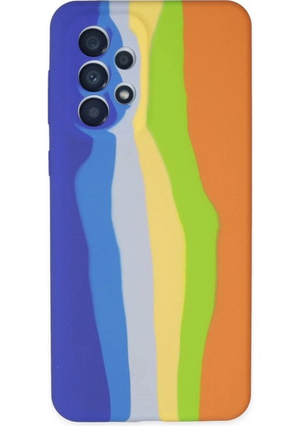 Bfs Samsung Galaxy A53 5g Kılıf Ebruli Lansman Silikon - Mavi-Turuncu