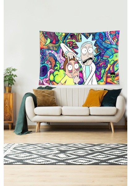 Rick And Morty Leke Tutmaz Kadife Dokulu Kumaş Duvar Örtüsü Duvar Halısı Tapestry modelleri