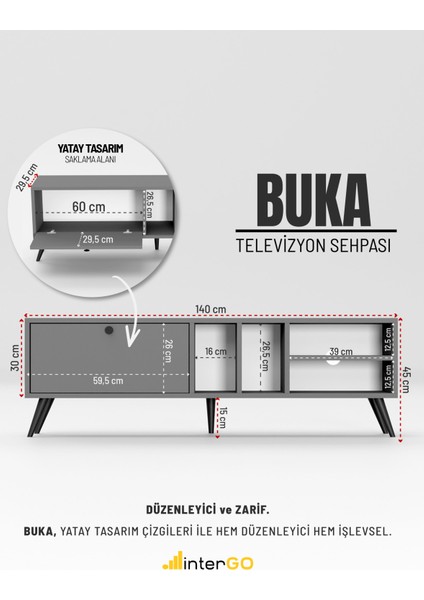 Buka Tv Sehpası, Tv Standı, Televizyon Ünitesi fiyatları