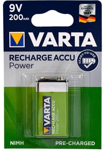Varta 9 Volt 200 Ma Şarjlı Pil