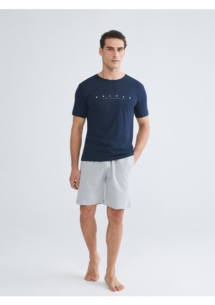 Yeni Sezon Standart Kalıp Erkek Şortlu Pijama Takımı