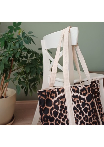 Leopar Desen Çanta Iç Cep Çanta Ile Birlikte modelleri