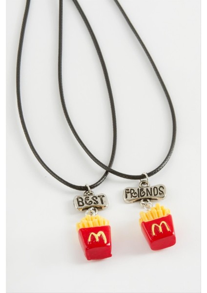 Ds-Derin Patates Arkadaşlık Kolyeleri Çift Kolye-Kırmızı