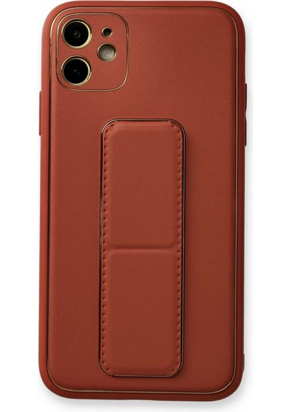 Bfs iPhone 12 Kılıf Coco Deri Standlı Kapak - Fuşya
