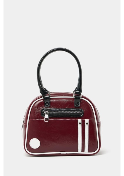 Bordo Kadın Retro Bowling El ve Omuz Çanta