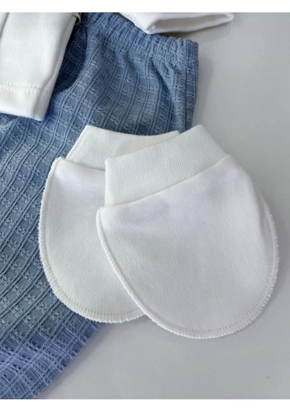 %100 Pamuk Yenidoğan Erkek Bebek 5 Parça Hastane Çıkış Seti