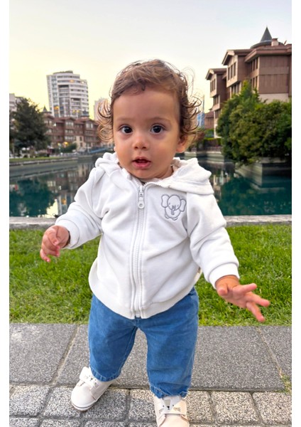 Bebek/çocuk Nakış Detaylı Fermuarlı Sweatshirt