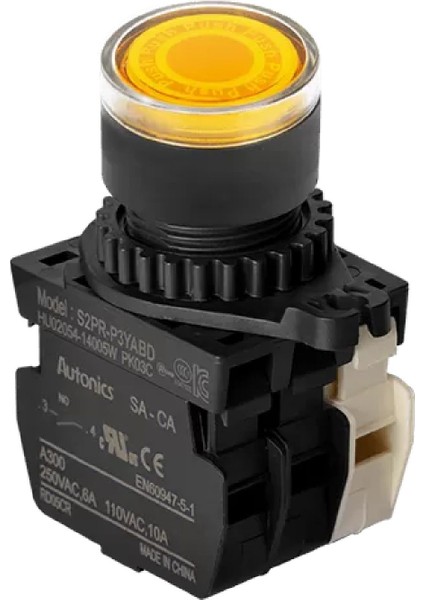 S2PR-P3YABLM ,KONTAK-1A1K SARI-220V Yaylı M22 Buton