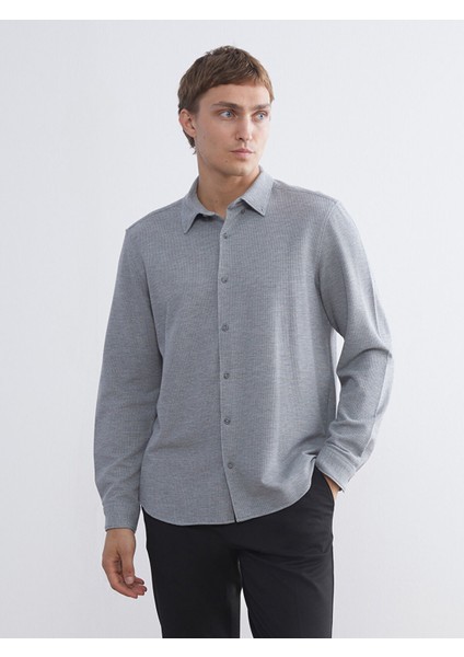 Yeni Sezon Slim Fit Uzun Kollu Erkek Dokulu Gömlek