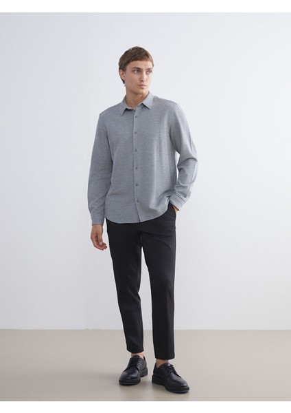 Yeni Sezon Slim Fit Uzun Kollu Erkek Dokulu Gömlek fırsatları