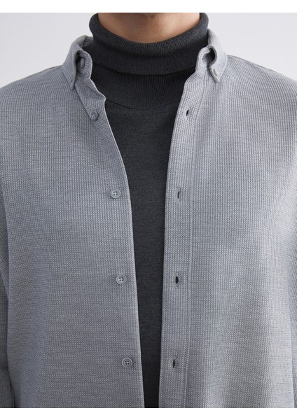 Yeni Sezon Slim Fit Uzun Kollu Erkek Dokulu Gömlek indirimleri