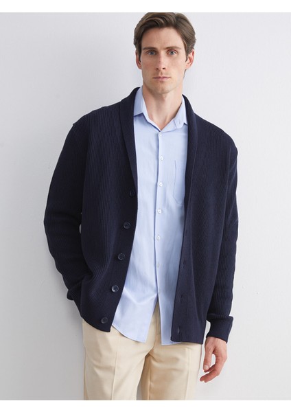 Yeni Sezon Standart Kalıp Şal Yaka Erkek Triko Hırka