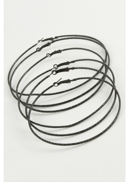 Ds-Derin Zikzak Desenli Metal Halka Küpe 6 Adet-Siyah fiyatları