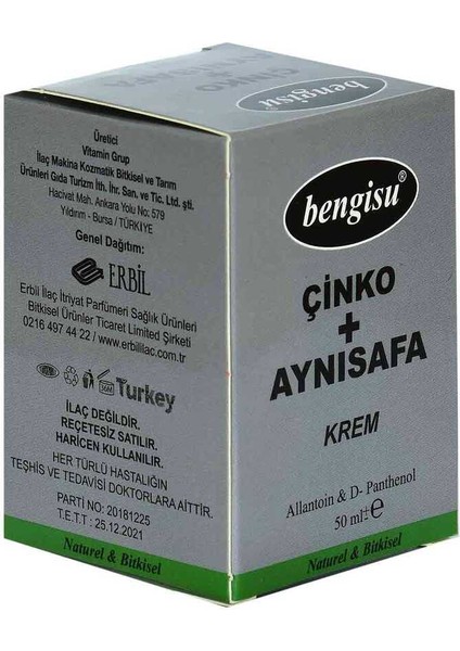 Aynısafa + Çinko Sel Krem Allantoin ve D- Panthenol 50 ml modelleri