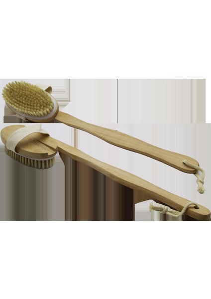 Ele Geçmeli - Saplı Ahşap Sırt Kesesi Duş Fırçası Lifi (5250)