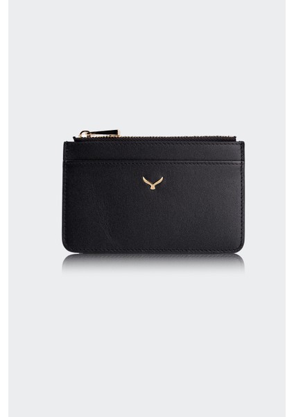 Hakiki Deri, El Yapımı, Kadın Kartlık, 5 Kart Yuvalı, 5507 Siyah