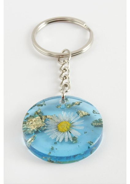 Ds-Derin Papatya Epoksi Anahtarlık-Mavi