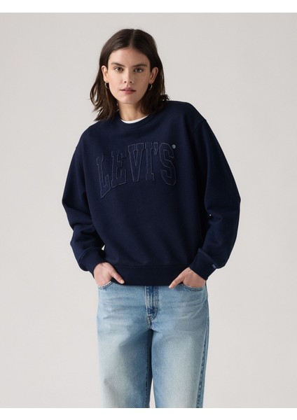 Kadın Lacivert Bisiklet Yaka Sweatshirt A7288-0086