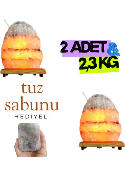 Çankırı Dogal Tuz Lambası 2 Adet 2,3 kg Agırlıgında