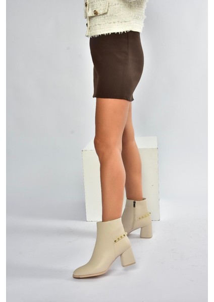 V848241409 Bej Kalın Topuklu Kadın Bot modelleri