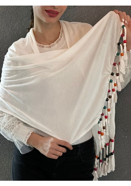 Penye Boncuklu Tasarım Kadın Şal Fular 160X40 cm fiyatları