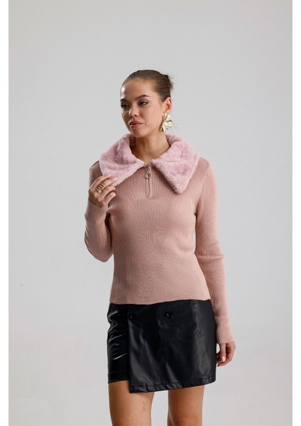 Kadın Kürk Yakalı Kazak