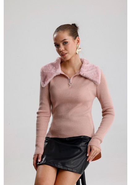 Kadın Kürk Yakalı Kazak fiyatları