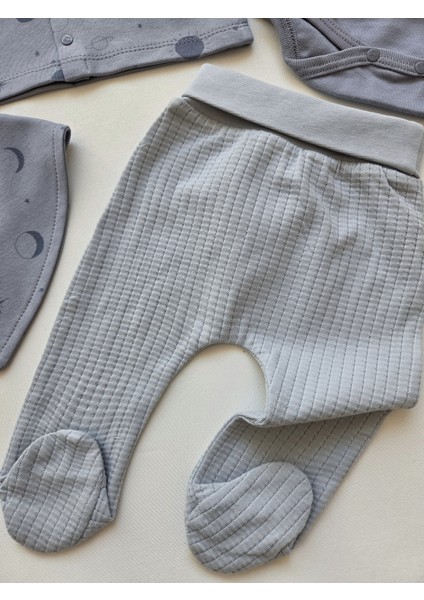 %100 Pamuk Yenidoğan Erkek Bebek 5 Parça Hastane Çıkış Seti