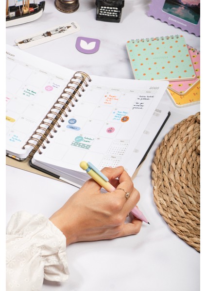 2025-2026 A5 Akademik Ajanda Spiralli Kuşe Kapak 16 Aylık - Yıldızlı Kedi fiyatları