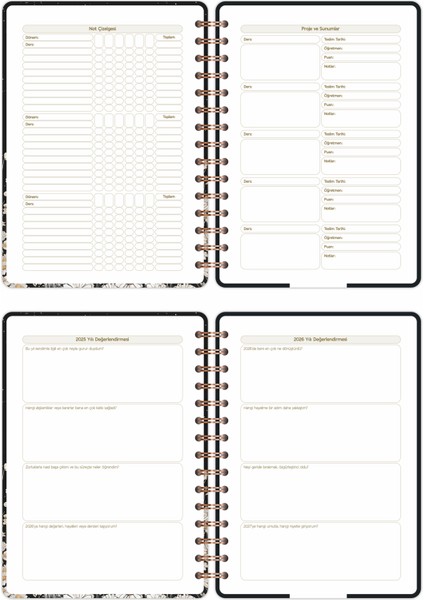 2025-2026 A5 Akademik Ajanda Spiralli Kuşe Kapak 16 Aylık - Yıldızlı Kedi